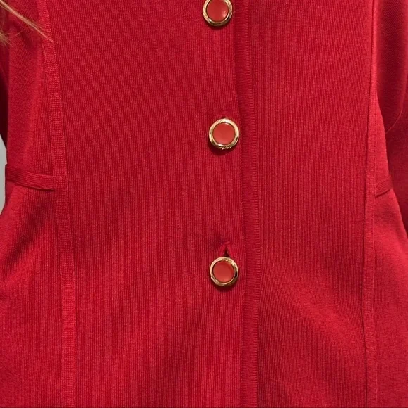 GORGEOUS EXCLUSIVELY MISOOK SOLID RED KNIT BLAZER IN EXCELLENT CONDITION - Picture 3 of 7